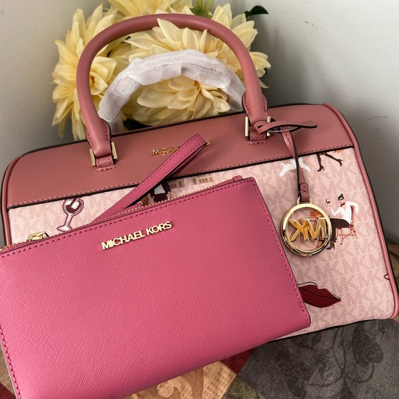 Michael Kors Jet Set Girls Medium Travel Duffle Bag + Wallet Set - Picture 1 of 6